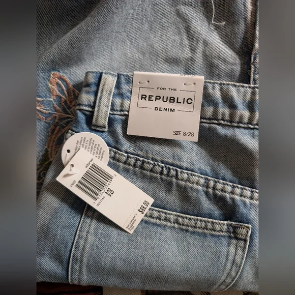 For The Republic Embroidered Denim Skirt - Picture 3 of 7